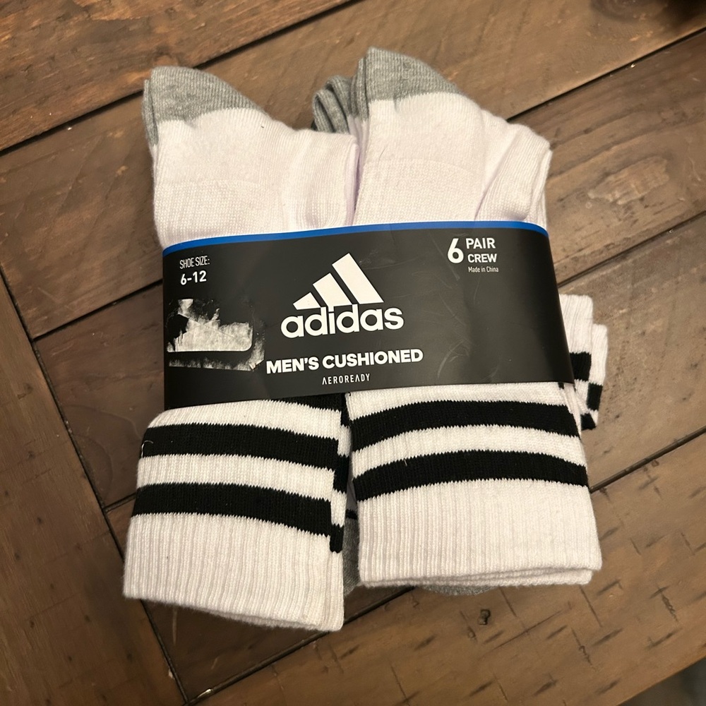 Adidas Men's Cushioned Crew Socks - White and Black